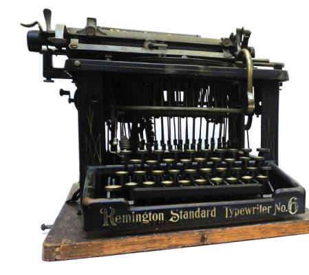 An 1895 Remington Standard No. 6 typewriter.