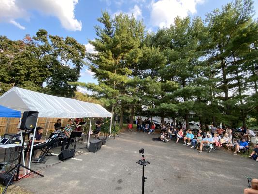 The CSound Band performs at its Porchfest showcase at the Collingswood Sound studio in September.