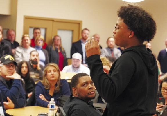 REPRESENTATION MATTERS: Collingswood High School sophomore Kevin Jones implored the school board and administration to hire black teachers to help students feel represented and welcome. photo by Brett Ainsworth